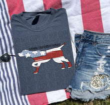 Load image into Gallery viewer, Patriotic Dog Designs Black Text SWD MAY DROPDOWN TRANSFER
