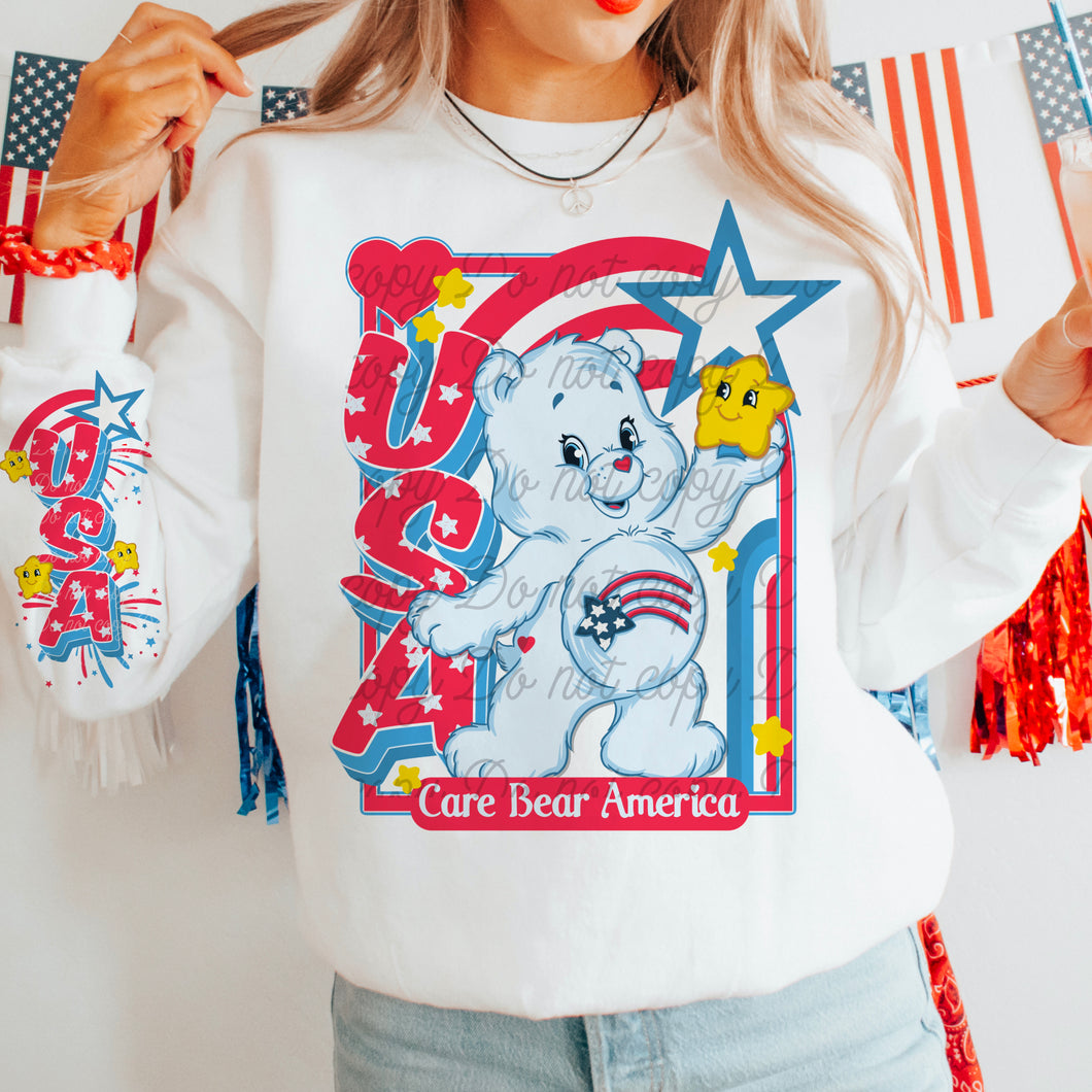 USA Care Bear America With Sleeve TRANSFER