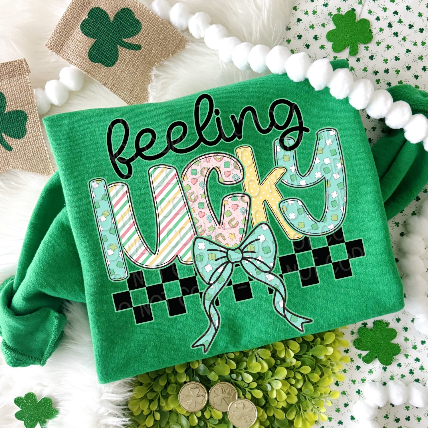 Feeling Lucky Checker Bow TRANSFER DWS JAN 26 – Sassy Sublimation ...