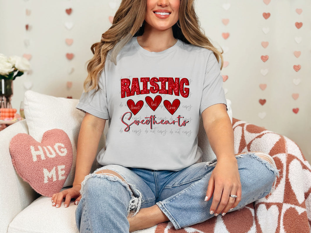 Raising Sweethearts Honest Kind Caring Red Faux Embroidery Sequin TRANSFER