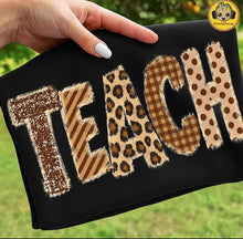 Load image into Gallery viewer, Teach Brown Plaid Leopard Striped Alpha Distressed DTF TRANSFER TUESDAY
