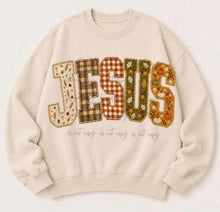 Load image into Gallery viewer, Jesus Faux Embroidered Plaid &amp; Fall Things Alpha DTF TRANSFER TUESDAY
