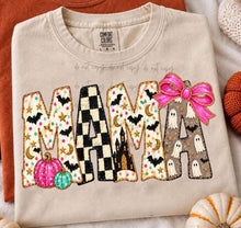 Load image into Gallery viewer, Mama Pink Bow Halloween Alpha Faux Gold Outline DTF TRANSFER TUESDAY
