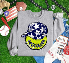 Load image into Gallery viewer, Play Ball Happy Face Hat Softball DROPDOWN TRANSFER BIA
