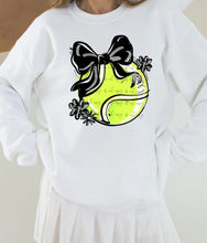 Load image into Gallery viewer, Play Ball Tennis Bow With Flower DROPDOWN TRANSFER BIA
