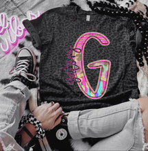 Load image into Gallery viewer, Rainbow Leopard Single Letter Mascot Dropdown TRANSFER CAP APR
