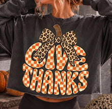Load image into Gallery viewer, Orange Checker Give Thanks Pumpkin With Leopard Bow TRANSFER TUESDAY

