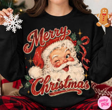 Load image into Gallery viewer, Vintage Santa Merry Christmas Holly Leaves TRANSFER TUESDAY
