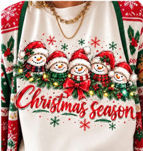Load image into Gallery viewer, Christmas Season Snowmen Red Bow Garland TRANSFER TUESDAY

