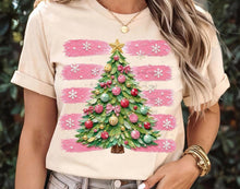 Load image into Gallery viewer, Decorated Christmas Tree With Star Pink Snowflake Lines Faux Paint TRANSFER TUESDAY
