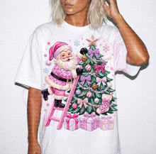 Load image into Gallery viewer, Pink Leopard Santa Decorating Tree Faux Paint TRANSFER TUESDAY
