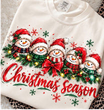Load image into Gallery viewer, Christmas Season Snowmen Red Bow Garland TRANSFER TUESDAY
