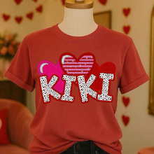 Load image into Gallery viewer, Valentines Names Heart Trio Faux Embroidery DROPDOWN TRANSFER CSD JAN 26
