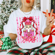 Load image into Gallery viewer, Nutcracker Red Bow Frame Jolly Holly Garland Pink Candy Cane Lines DROPDOWN TRANSFER CARTER OCT 26
