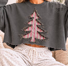 Load image into Gallery viewer, Distressed Pink Striped Tree Faux Embroidery Fringe TRANSFER TUESDAY
