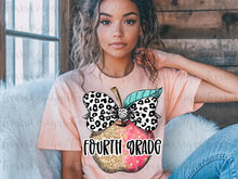 Load image into Gallery viewer, Gold Red Glitter Leopard Bow Apple B2S Grades DROPDOWN TRANSFER
