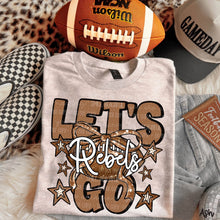 Load image into Gallery viewer, Let's Go Brown Dotted Distressed Star Bow Football Mascots DROPDOWN TRANSFER CARTER OCT 26
