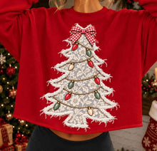 Load image into Gallery viewer, White Christmas Tree Faux Lace Appliqué Fringe TRANSFER TUESDAY
