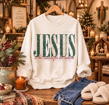 Load image into Gallery viewer, Tall Green Jesus Is The Reason For The Season Distressed TRANSFER TUESDAY
