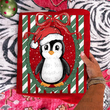 Load image into Gallery viewer, Penguin In Santa Hat Red/Green/Blue Lines DROPDOWN TRANSFER CARTER OCT 26 (Copy)
