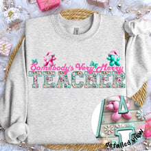 Load image into Gallery viewer, Somebody’s Very Merry Title Faux Embroidery (DROPDOWN) TRANSFER
