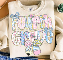 Load image into Gallery viewer, Floral Pink Plaid Pencil Bow School Grades DROPDOWN TRANSFER

