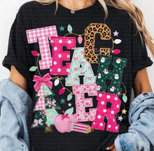 Load image into Gallery viewer, Pink &amp; Leopard School Occupations Faux Embroidered Applique DROPDOWN TRANSFER TUESDAY
