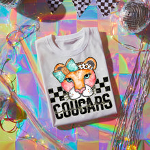Load image into Gallery viewer, Pink Teal Gold Glitter Checker Mascots Dropdown TRANSFER CST JUNE
