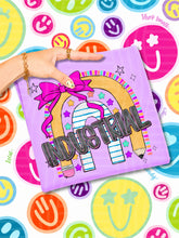 Load image into Gallery viewer, Rainbow Crayon Pink Bow School Mascots DROPDOWN TRANSFER CAP JUNE 26
