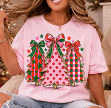 Load image into Gallery viewer, Faux Gold Glitter Pink Christmas Tree Trio TRANSFER TUESDAY
