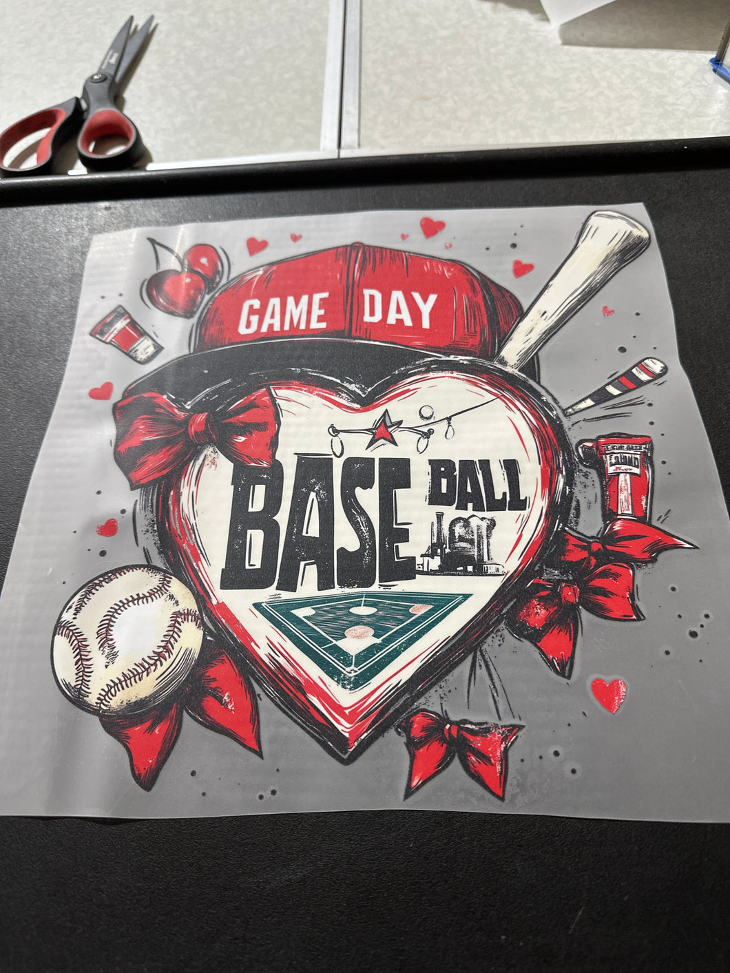 Game Day Baseball Heart Hat RTS DTF TRANSFER