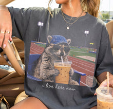 Load image into Gallery viewer, I Live Here Now Raccoon For Dark Shirts Track Field TRANSFER ET MAR 26

