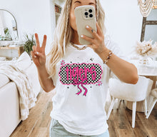 Load image into Gallery viewer, Pink Checkered Mascot Bow Dropdown TRANSFER CAP FEB
