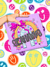 Load image into Gallery viewer, Rainbow Crayon Pink Bow School Mascots DROPDOWN TRANSFER CAP JUNE 26
