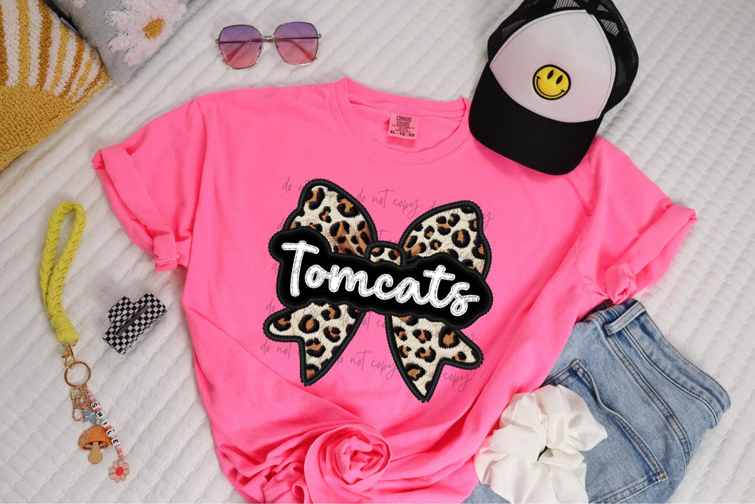 Tomcats Leopard Bow Mascot TRANSFER