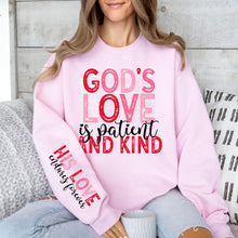 Load image into Gallery viewer, Gods Love Is Patient And Kind Pink Red Blk SLEEVE OPTION TRANSFER DWS
