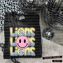 Load image into Gallery viewer, Rainbow Checker Pink Happy Stacked Mascots Dropdown TRANSFER CAP JUNE 25
