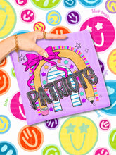 Load image into Gallery viewer, Rainbow Crayon Pink Bow School Mascots DROPDOWN TRANSFER CAP JUNE 26
