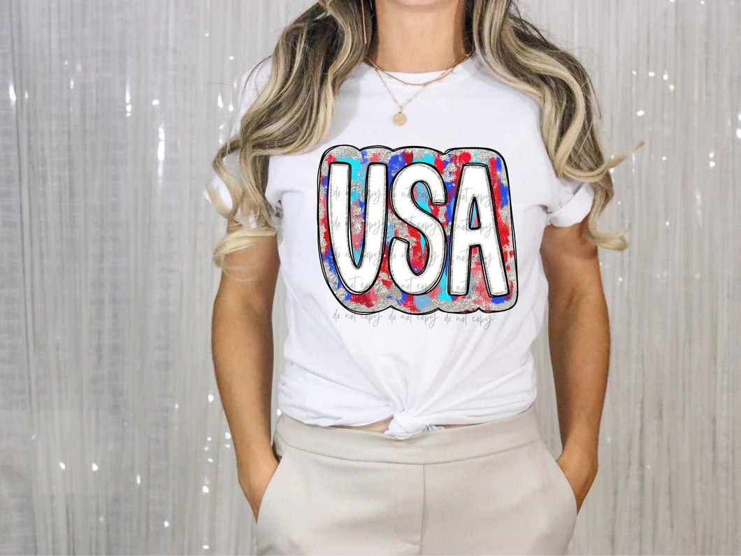 USA Red Blue Silver  TRANSFER
