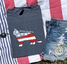 Load image into Gallery viewer, Patriotic Dog Designs White Text SWD MAY DROPDOWN TRANSFER
