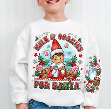 Load image into Gallery viewer, Milk &amp; Cookies For Santa Boy Elf SLEEVE OPTION TRANSFER GRAVITEE
