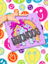 Load image into Gallery viewer, Rainbow Crayon Pink Bow School Mascots DROPDOWN TRANSFER CAP JUNE 26
