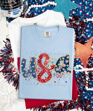 Load image into Gallery viewer, USA Stars Dots Floral Splatter TRANSFER ET APR 26
