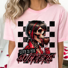 Load image into Gallery viewer, Love Is For Suckers Skull BLK Checkered TRANSFER DWS
