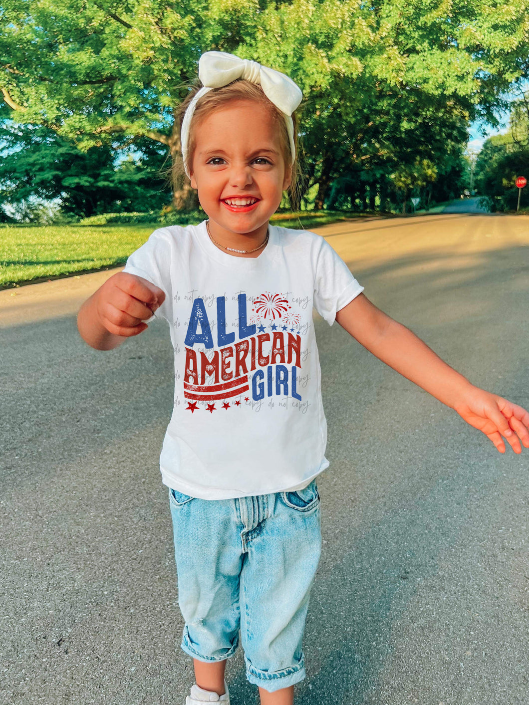 All American Girl Stars And Fireworks TRANSFER Sassy Sublimation