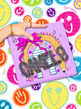 Load image into Gallery viewer, Rainbow Crayon Pink Bow School Mascots DROPDOWN TRANSFER CAP JUNE 26

