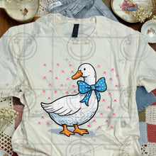 Load image into Gallery viewer, Duck Blue Bow Pink Flowers TRANSFER HMWK JAN 26
