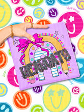 Load image into Gallery viewer, Rainbow Crayon Pink Bow School Mascots DROPDOWN TRANSFER CAP JUNE 26
