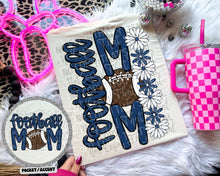 Load image into Gallery viewer, Floral Football Mom With Pocket DROPDOWN TRANSFER CAP JUNE
