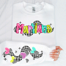 Load image into Gallery viewer, Bright Checkered Mascot With Sleeve Option DTF TRANSFER CSD
